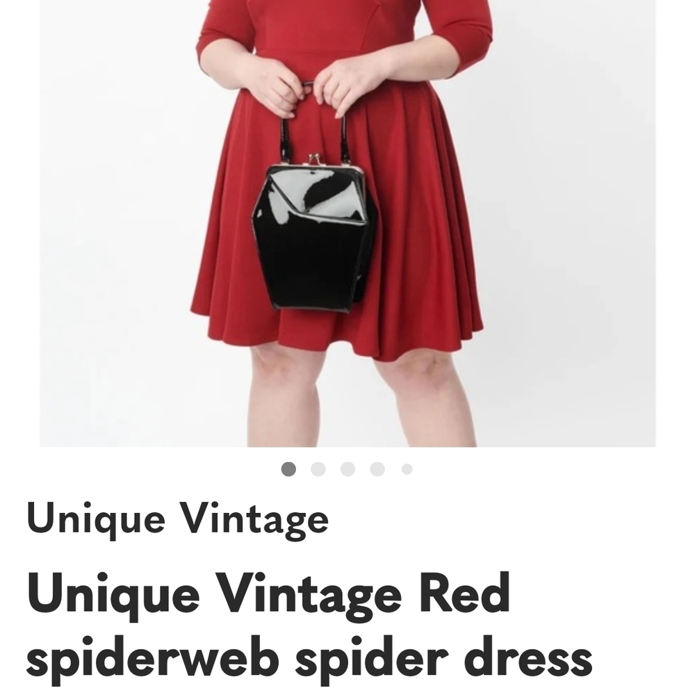 Unique Vintage Red Fit-and-Flare Dress with Mesh Trim
